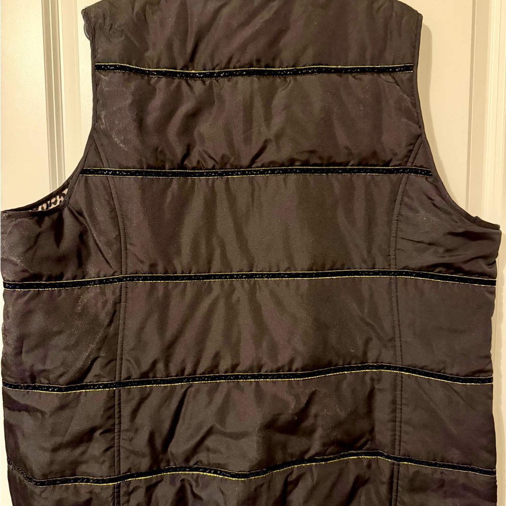 Chico's Black and Tan Animal Print Reversible  Vest Size 4/20 - Picture 4 of 11